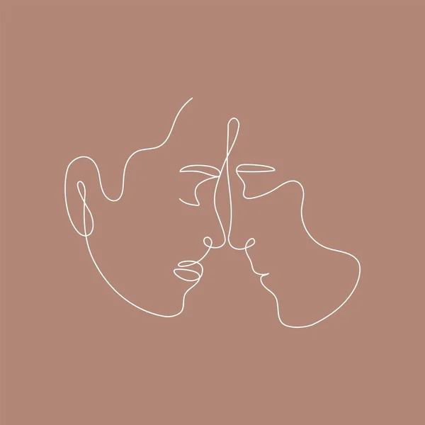 Abstract una coppia d'amore linea. Uomo lineare continuo silhouette donna disegno, poster di arte contemporanea, card. Illustrazione vettoriale — Vettoriale Stock