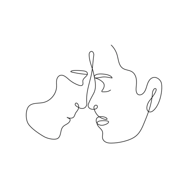 Una línea de amor pareja. Dibujo de línea continua abstracta, hombre siluetas mujer cartel de arte, tarjeta de felicitación mínima. Ilustración vectorial — Archivo Imágenes Vectoriales