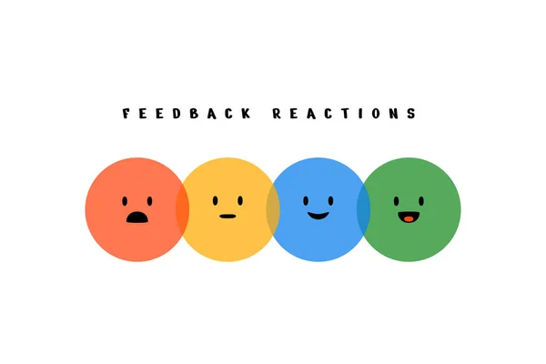 Reacções Emoji Feedback Emoções Coloridas Redondas Emoticons Desenhos Animados Felizes —  Vetores de Stock