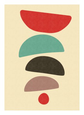 Yüzyılın ortası soyut posteri. Boho çağdaş duvar sanatı, modern baskı, moda duvar kağıdı dekorasyonu. Vektör illüstrasyonu