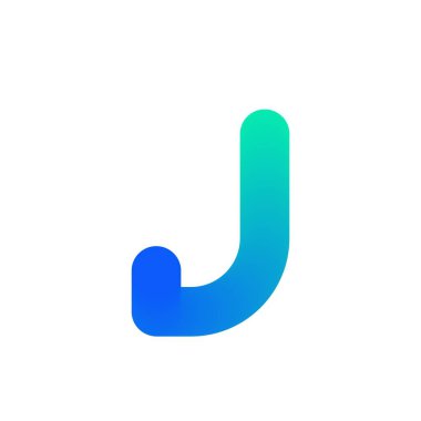 J harfinin baş harfi logo tasarımı. Logotype, ünvan, başlık, şirket adı için eğri büğrü şerit. Vektör illüstrasyonu