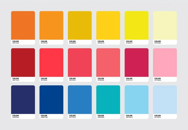 Conjunto de amostras de paleta de cores modernas. Amostras de catálogo de cores na moda. Ilustração vetorial — Vetor de Stock