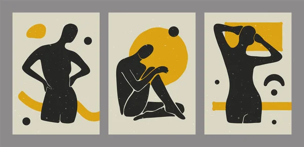 Soyut boho çağdaş geçmişleri. 1960 'ların minimalist kartları, sosyal medya için vektör posterleri. — Stok Vektör