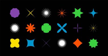 Geometrik ve cesur şekiller. Yeni modern elementler İsviçre tarzı, soyut minimalist sanat tasarımı. Vektör illüstrasyonu