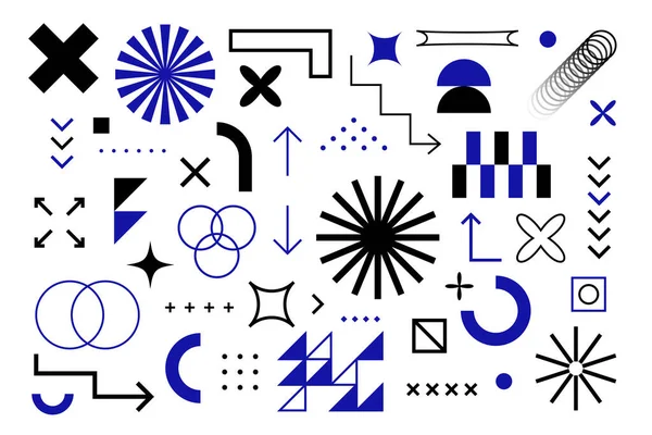 Geometrik elementler Bauhaus İsviçre usulü. Acımasız geometri şekilleri, vektör dijital grafik tasarımı