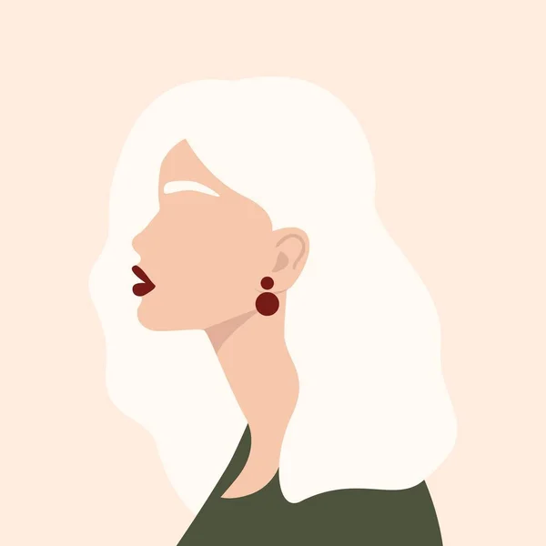 Portrait de femme abstrait. Jeune fille élégante, affiche contemporaine minimaliste, visage féminin vecteur, illustration de mode beauté — Image vectorielle