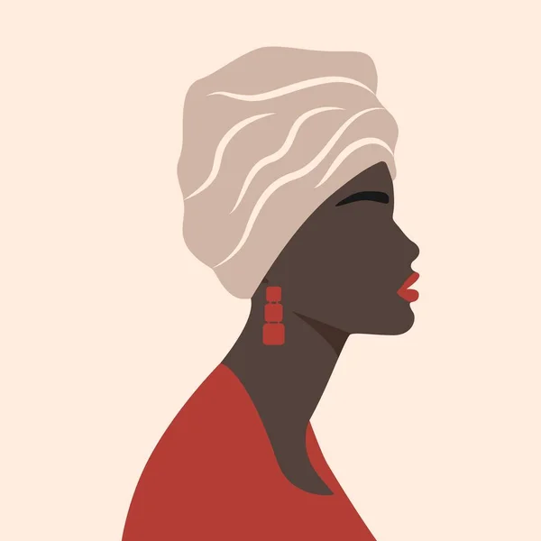Portrait afro-américain abstrait de femme. Élégante affiche contemporaine minimaliste féminine, visage de jeune fille, art vectoriel de la mode — Image vectorielle
