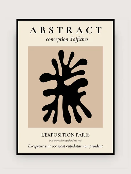 Soyut çağdaş sanat baskısı. Modern poster orta yüzyıl estetiği, Matisse ilham verici şekli. Vektör illüstrasyonu