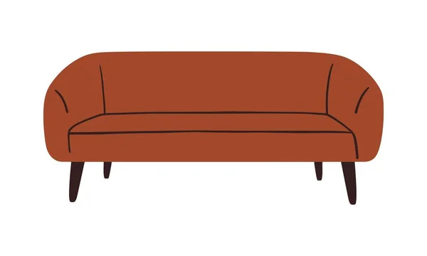 涂鸦现代沙发。舒适的沙发本世纪中叶的当代风格，病媒居室室内装饰室内设计 — 图库矢量图片