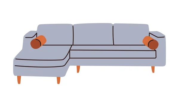 Doodle μοντέρνα έπιπλα. Άνετο καναπέ καναπέ στα μέσα του αιώνα σύγχρονο στυλ, vector room διακόσμηση εσωτερικό σχεδιασμό — Διανυσματικό Αρχείο