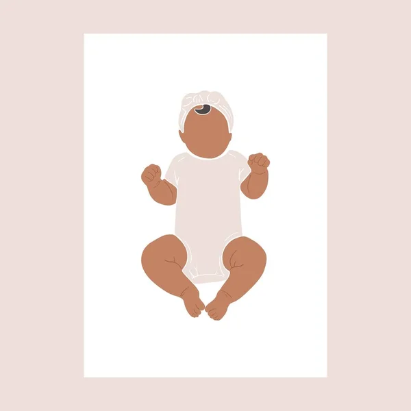 Poster minimo per neonati. Ritratto bambino astratto per biglietto d'auguri, decorazione murale, stampa d'arte contemporanea. Illustrazione vettoriale — Vettoriale Stock