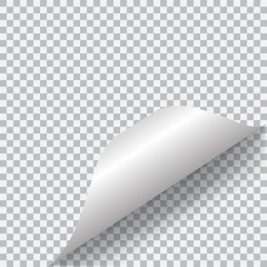 Saydam arka plan üzerinde kıvrılmış köşe kağıt. Saydamlık o