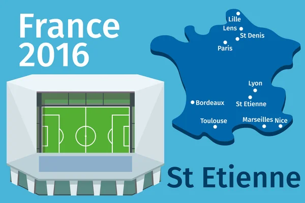 Επίπεδη στάδιο Σεντ Ετιέν πόλη Γαλλία ποδόσφαιρο πρωτάθλημα 2016 — Διανυσματικό Αρχείο