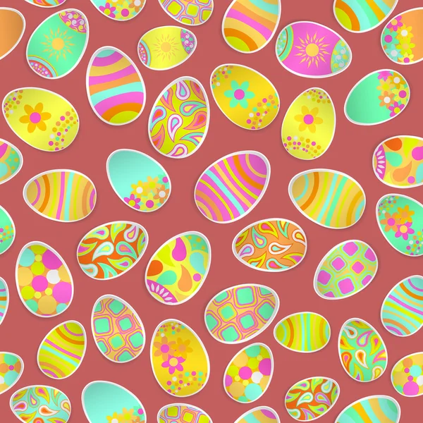 Patrón multicolor sin costuras de huevos de Pascua de papel — Archivo Imágenes Vectoriales