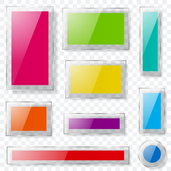 Skleněné desky různých barev s transparentním okrajem. Transparentní — Stockový vektor