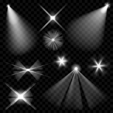 Vektör projektör. Sahnenin aydınlatma. Şeffaf ışık 