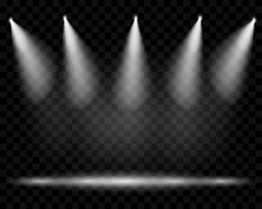 Vektör projektör. Sahnenin aydınlatma. Şeffaf ışık 