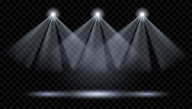 Vektör projektör. Sahnenin aydınlatma. Şeffaf ışık 