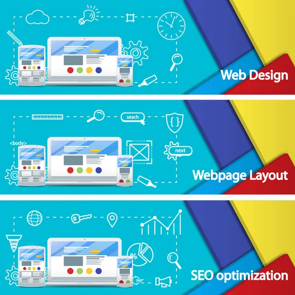 Layout de web design de sites. Promoção Seo —  Vetores de Stock