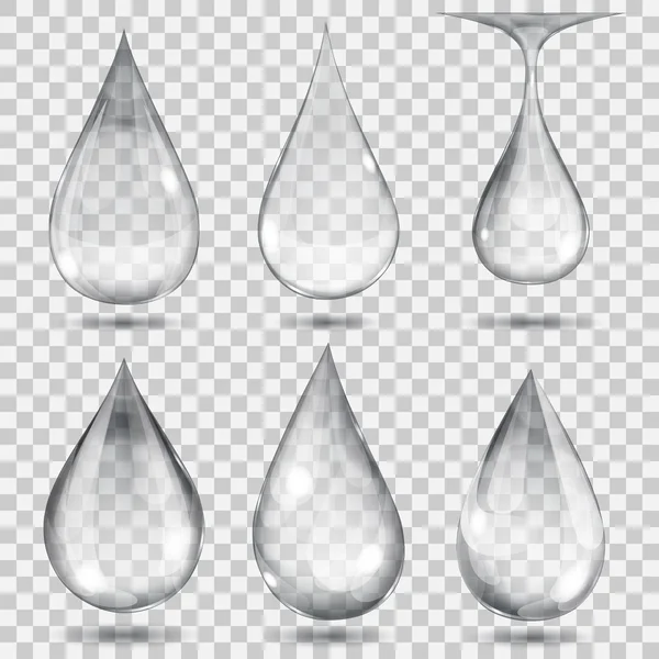 Gotas grises transparentes — Vector de stock