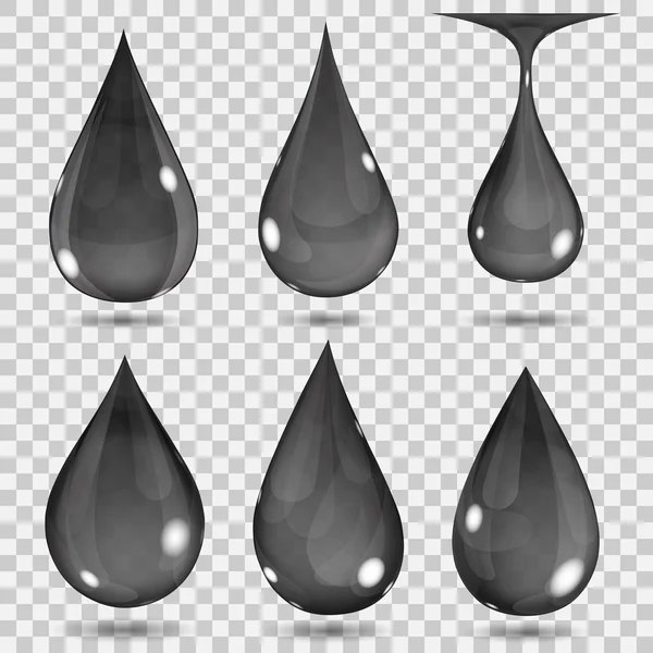 Gotas negras transparentes — Vector de stock