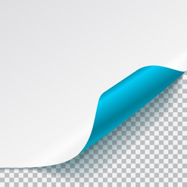 Beyaz ve açık mavi kağıdın eğri köşesi