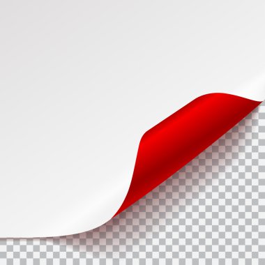 Beyaz ve kırmızı sayfaya kıvrımlı köşe