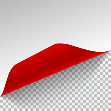 Beyaz ve kırmızı sayfaya kıvrımlı köşe