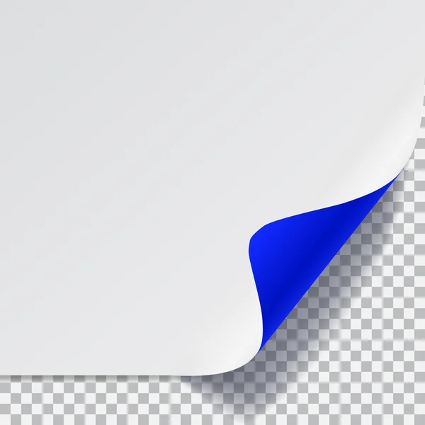 Белый и синий лист бумаги с изогнутым углом — стоковый вектор