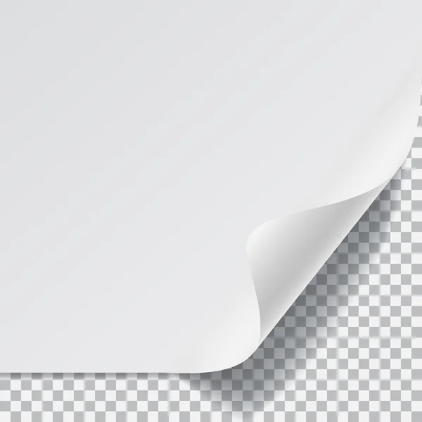 Weißes Blatt Papier mit gebogener Ecke — Stockvektor