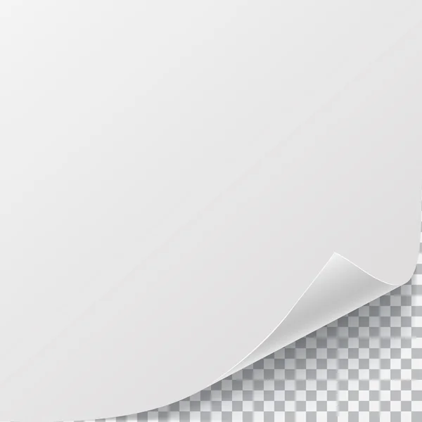 Wit vel papier met gebogen hoek — Stockvector