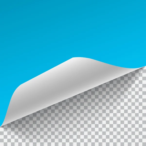 Hellblaues und weißes Blatt Papier mit gebogener Ecke — Stockvektor