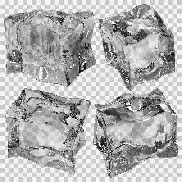 Transparent gray ice cubes — Stock Vector