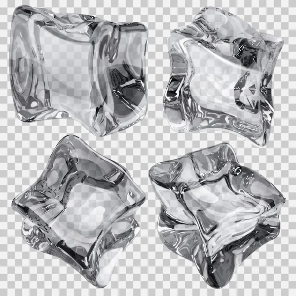 Cubos de hielo gris transparente — Vector de stock