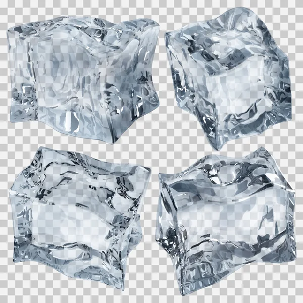 Cubos de gelo azul claro transparente —  Vetores de Stock