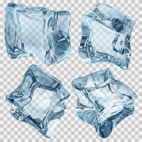 Cubos de gelo azuis transparentes —  Vetores de Stock