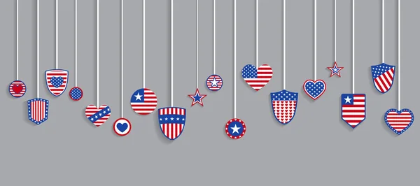 US-Symbole hängen an Seilen — Stockvektor