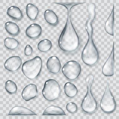 Transparent gray drops. Transparency only in vector format clipart