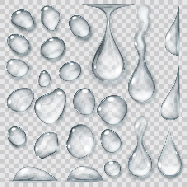 Gotas grises transparentes. Transparencia solo en formato vectorial — Vector de stock