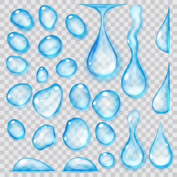 Transparent light blue drops. Transparency only in vector format — Stock Vector