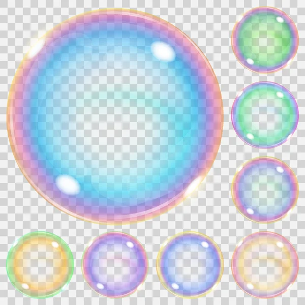 Ensemble de bulles de savon multicolores — Image vectorielle