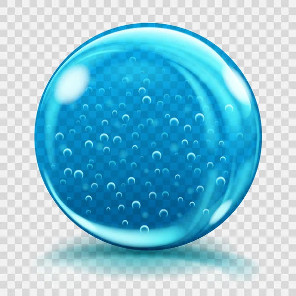 Gran esfera de vidrio azul con burbujas de aire — Vector de stock