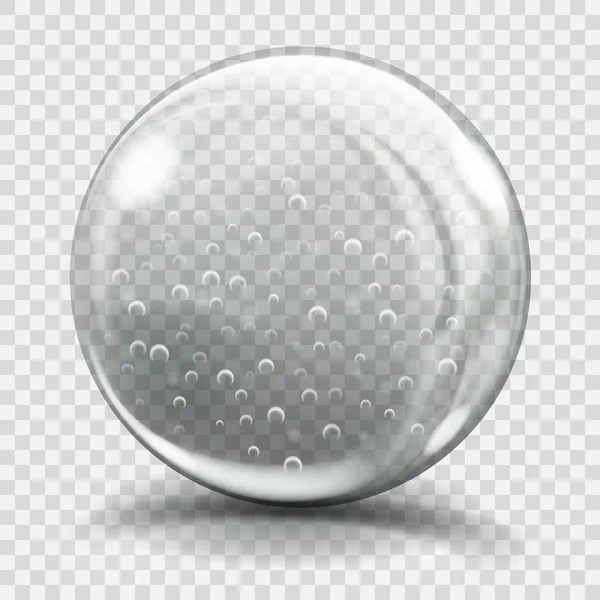 Grande sphère en verre gris avec bulles d'air — Image vectorielle
