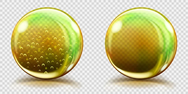 Büyük sarı cam küreler ve hava kabarcıkları ile olmadan