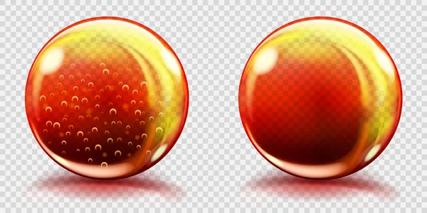 Büyük turuncu cam küreler ve hava kabarcıkları ile olmadan