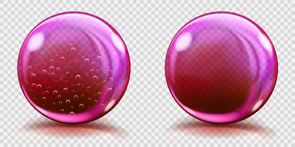 Büyük pembe cam küreler ve hava kabarcıkları ile olmadan