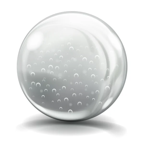 Grande esfera de vidro cinza com bolhas de ar — Vetor de Stock