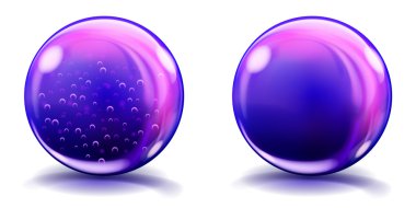 Büyük Menekşe cam küreler ve hava kabarcıkları ile olmadan