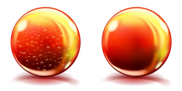 Grandes sphères en verre orange avec bulles d'air et sans — Image vectorielle