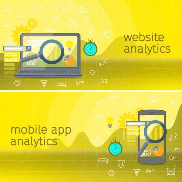 Análisis de sitios web buscar información y análisis de datos informáticos — Archivo Imágenes Vectoriales